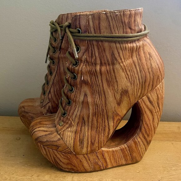 JEFFREY CAMPBELL ROXIE WOODGRAIN PLATFORM 6 - Picture 1 of 7